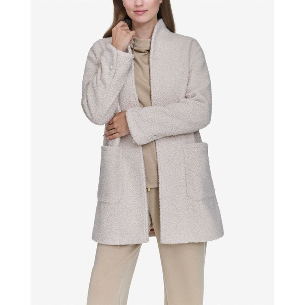 Halston Womens Patch Pocket Topper, Brown